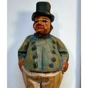 Charles Dickens ANRI Joe The Fat Boy Vintage Carved Wood Figurine Italy Gift